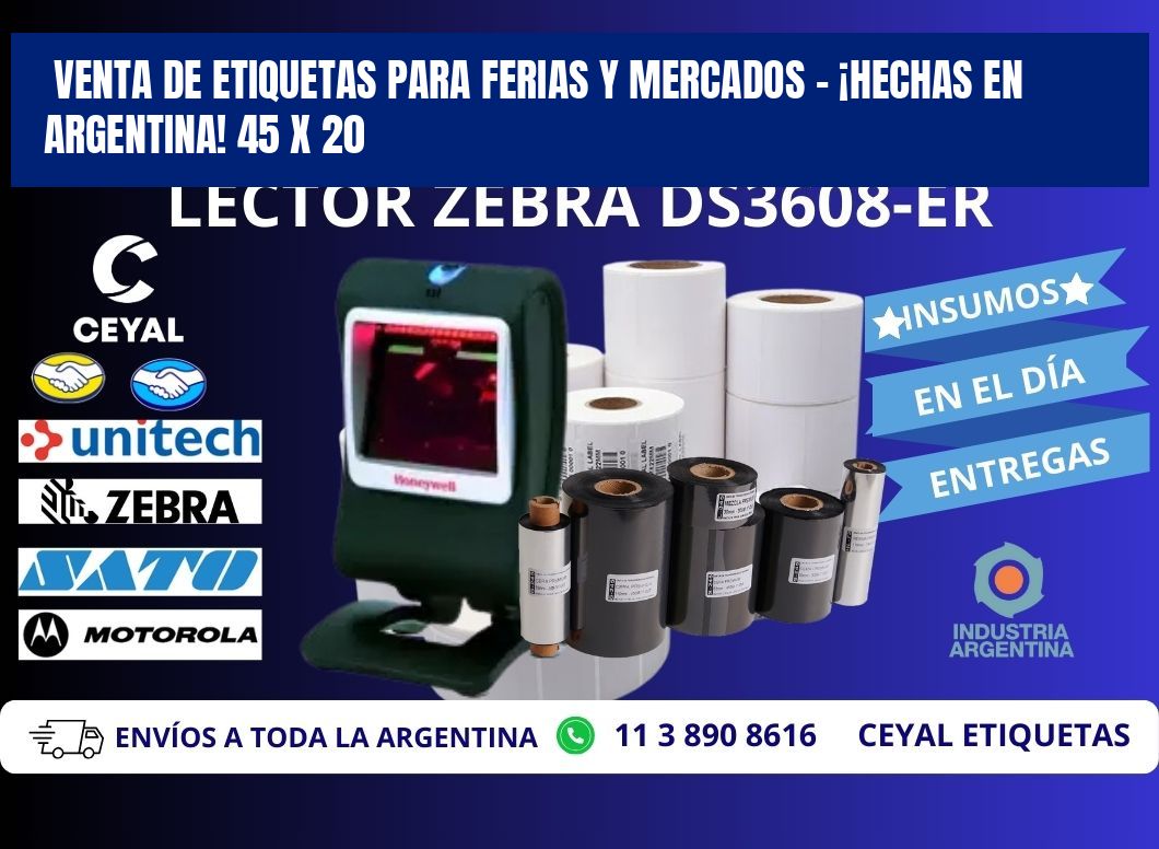 VENTA DE ETIQUETAS PARA FERIAS Y MERCADOS – ¡HECHAS EN ARGENTINA! 45 x 20