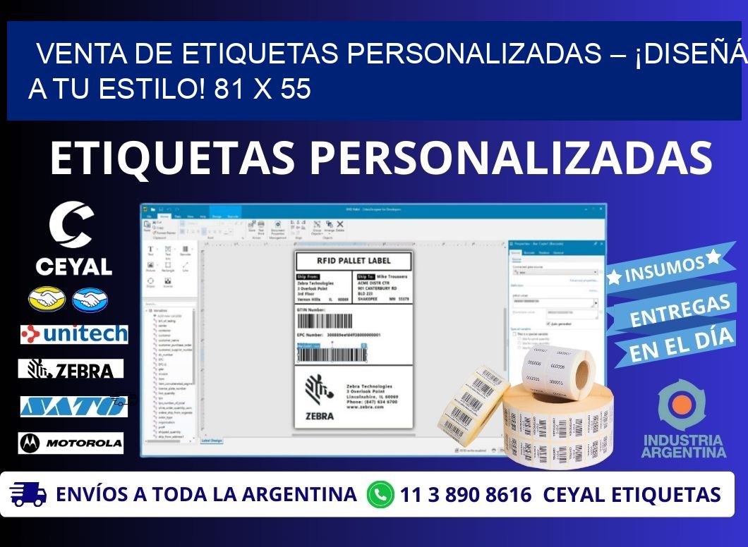 VENTA DE ETIQUETAS PERSONALIZADAS – ¡DISEÑÁ A TU ESTILO! 81 x 55