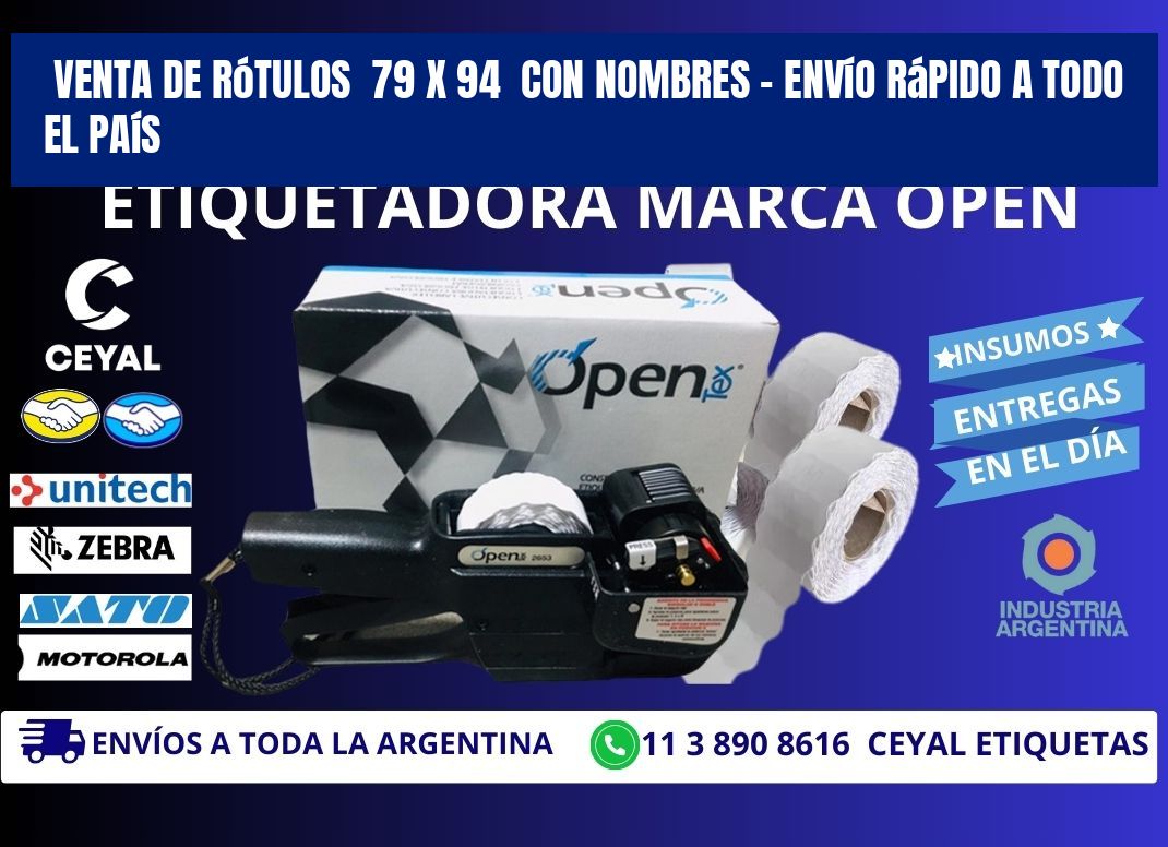 Venta de Rótulos  79 x 94  con Nombres – Envío Rápido a Todo el País