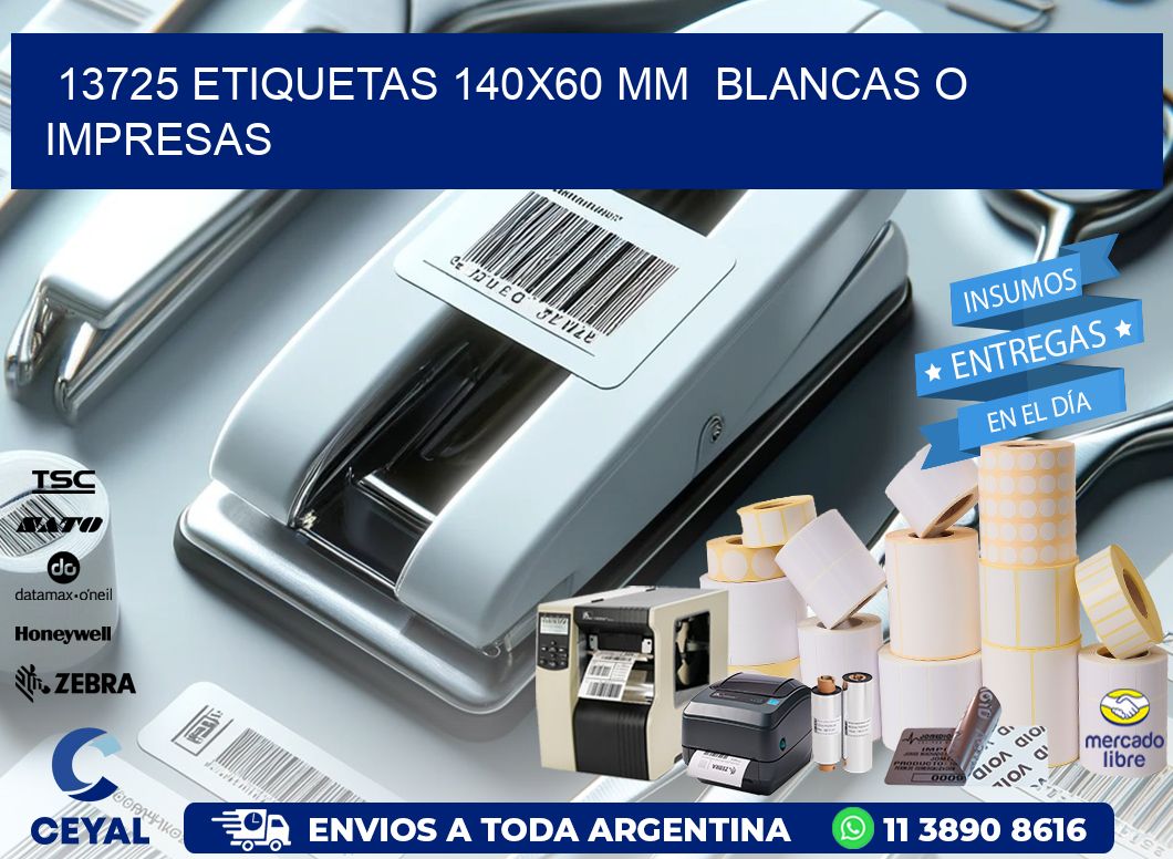 13725 ETIQUETAS 140x60 mm  BLANCAS O IMPRESAS