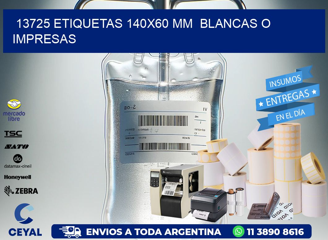 13725 ETIQUETAS 140×60 mm  BLANCAS O IMPRESAS