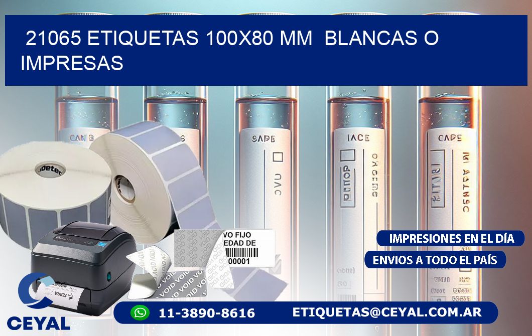 21065 ETIQUETAS 100x80 mm  BLANCAS O IMPRESAS