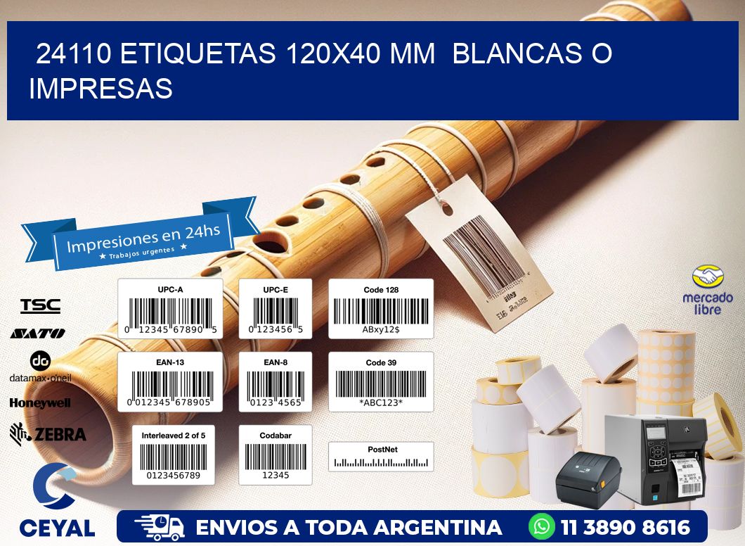 24110 ETIQUETAS 120x40 mm  BLANCAS O IMPRESAS