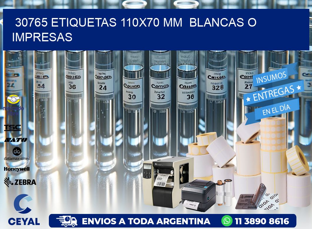 30765 ETIQUETAS 110×70 mm  BLANCAS O IMPRESAS