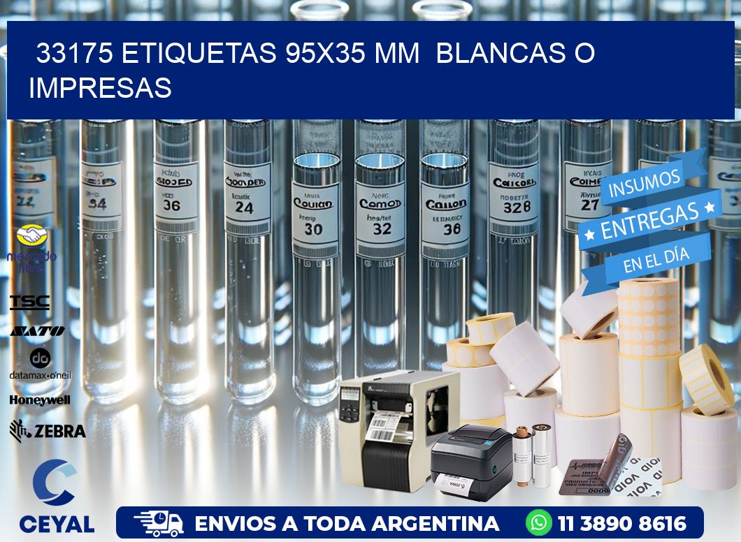 33175 ETIQUETAS 95×35 mm  BLANCAS O IMPRESAS