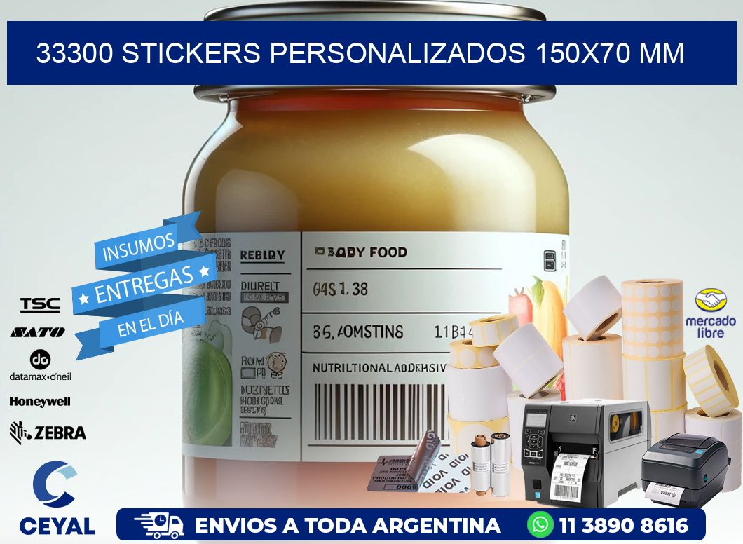 33300 STICKERS PERSONALIZADOS 150x70 mm