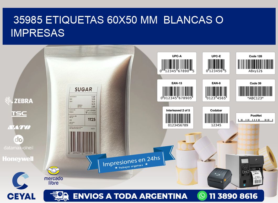 35985 ETIQUETAS 60x50 mm  BLANCAS O IMPRESAS