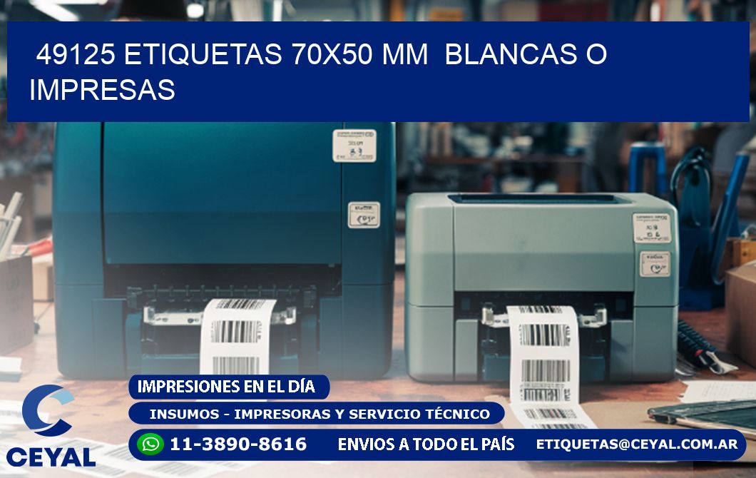49125 ETIQUETAS 70x50 mm  BLANCAS O IMPRESAS