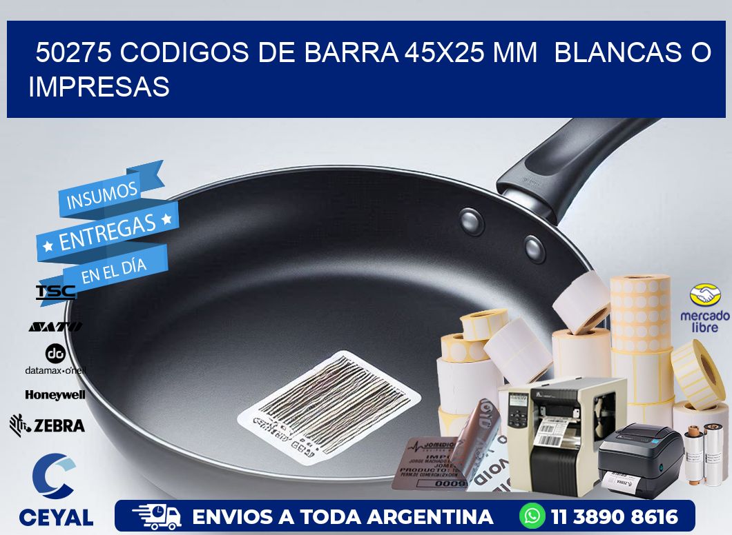 50275 CODIGOS DE BARRA 45x25 mm  BLANCAS O IMPRESAS