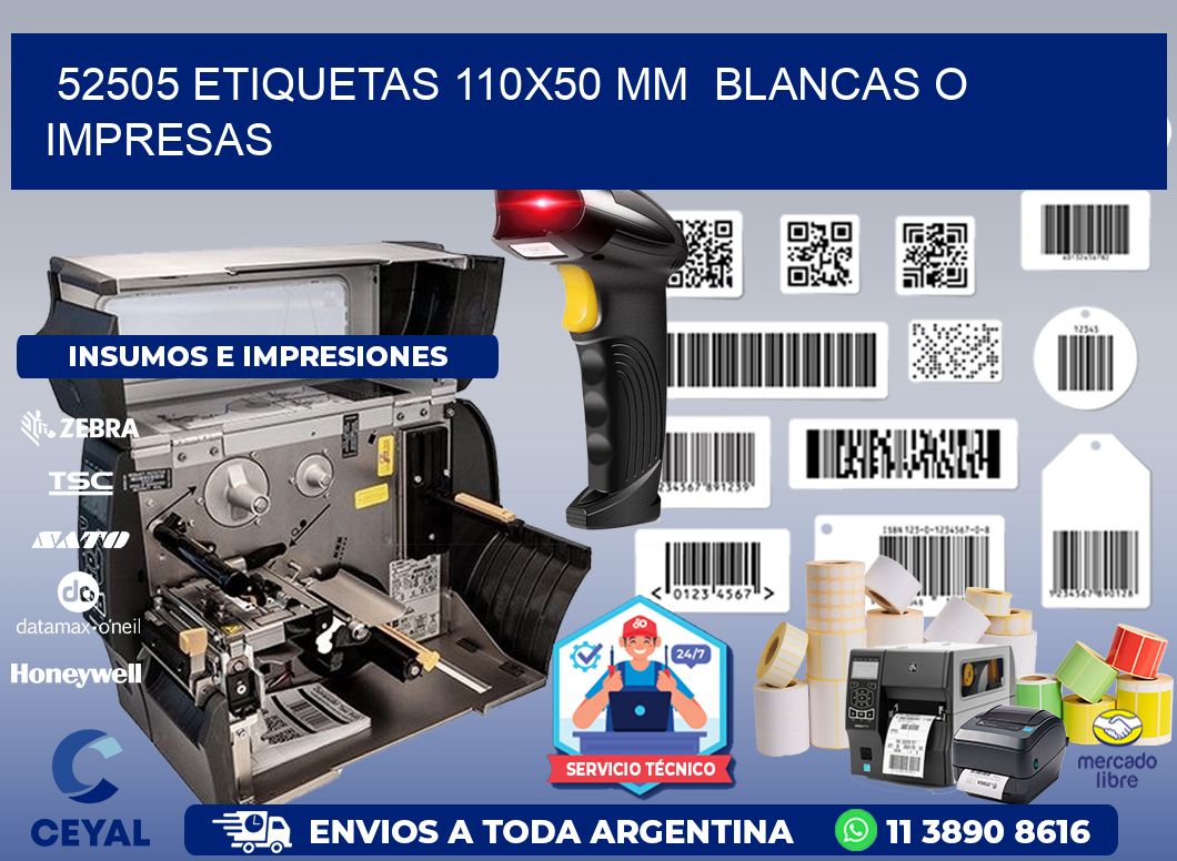 52505 ETIQUETAS 110x50 mm  BLANCAS O IMPRESAS