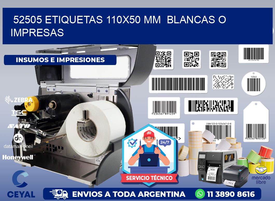 52505 ETIQUETAS 110x50 mm  BLANCAS O IMPRESAS