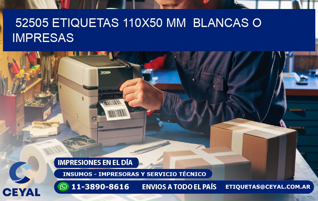 52505 ETIQUETAS 110x50 mm  BLANCAS O IMPRESAS