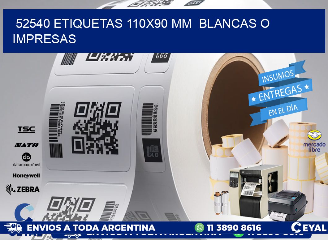 52540 ETIQUETAS 110x90 mm  BLANCAS O IMPRESAS