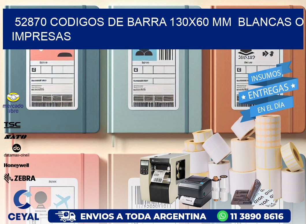 52870 CODIGOS DE BARRA 130x60 mm  BLANCAS O IMPRESAS