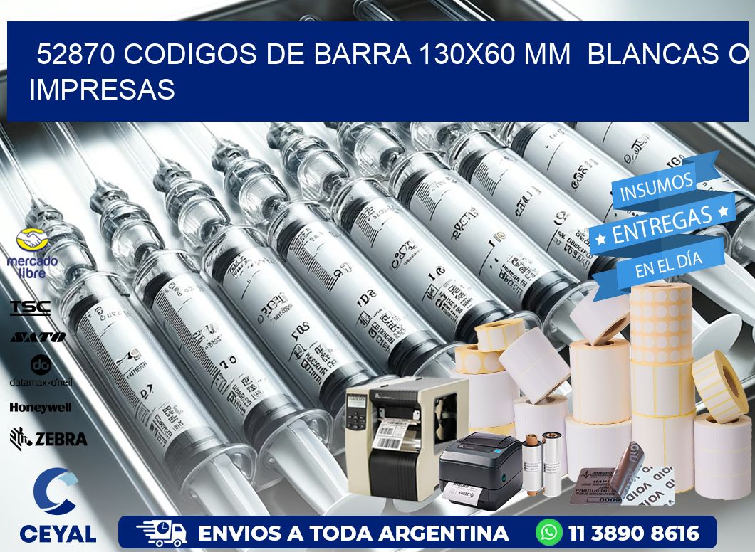 52870 CODIGOS DE BARRA 130×60 mm  BLANCAS O IMPRESAS