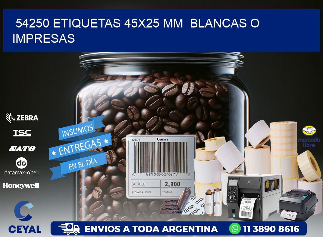 54250 ETIQUETAS 45x25 mm  BLANCAS O IMPRESAS