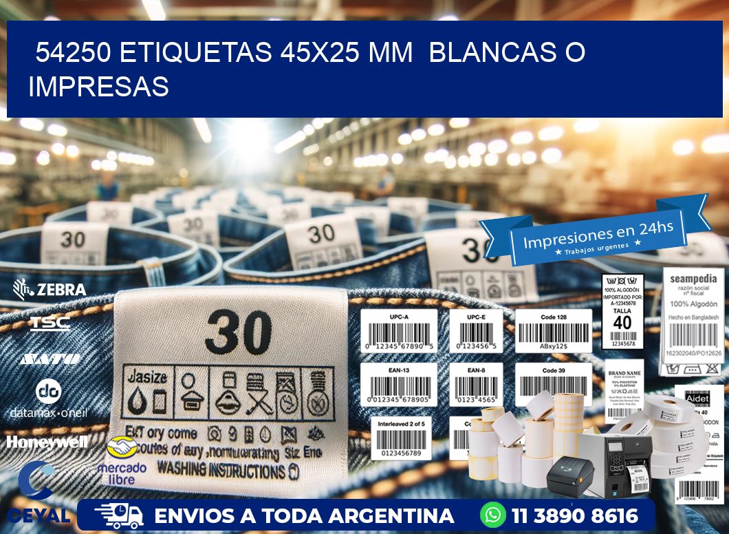 54250 ETIQUETAS 45x25 mm  BLANCAS O IMPRESAS