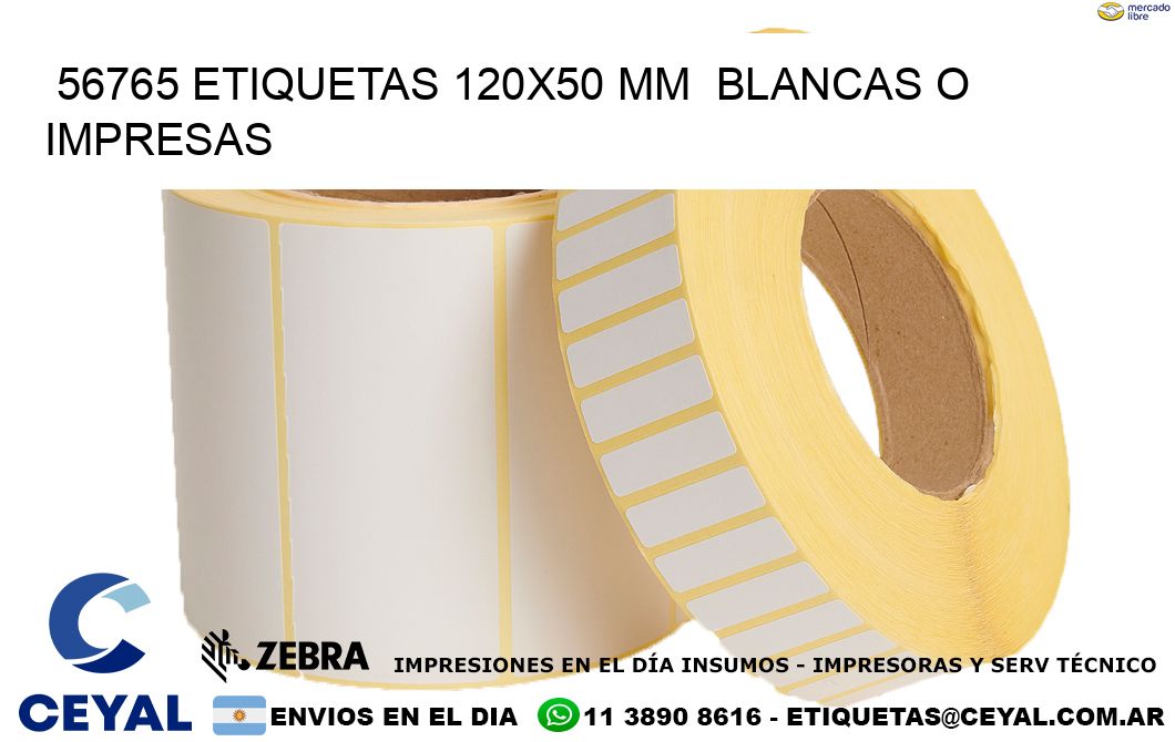 56765 ETIQUETAS 120x50 mm  BLANCAS O IMPRESAS