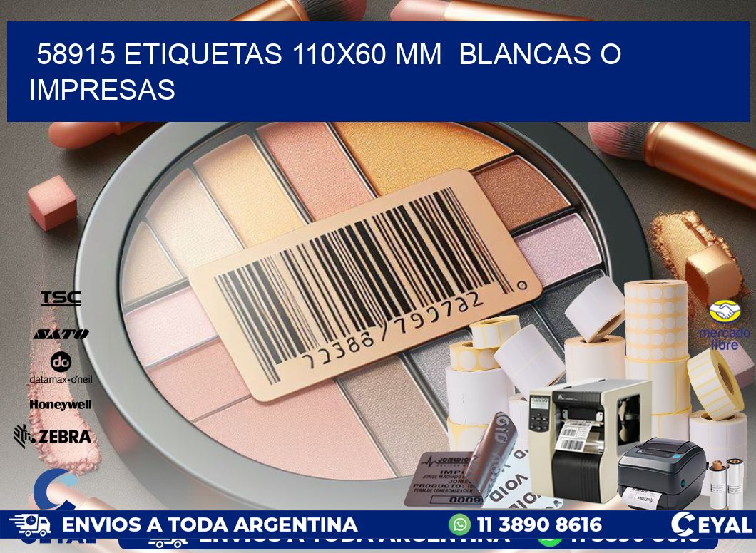 58915 ETIQUETAS 110×60 mm  BLANCAS O IMPRESAS