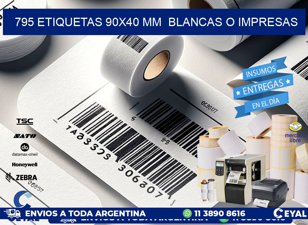 795 ETIQUETAS 90x40 mm BLANCAS O IMPRESAS