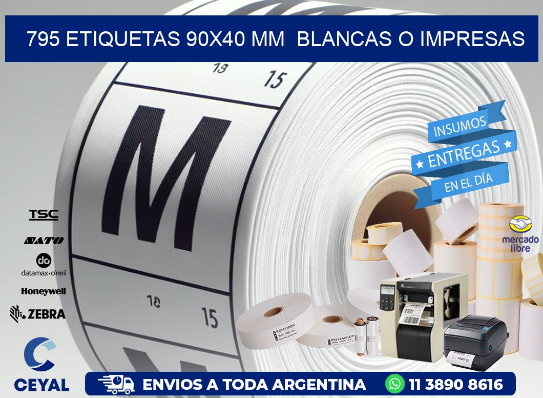 795 ETIQUETAS 90x40 mm BLANCAS O IMPRESAS