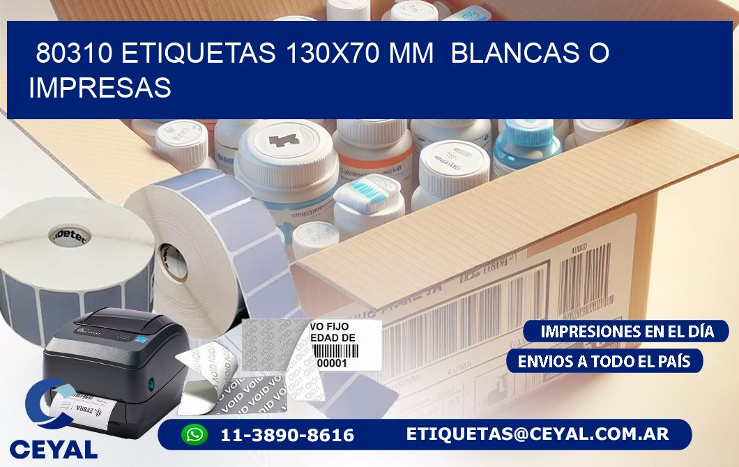 80310 ETIQUETAS 130x70 mm  BLANCAS O IMPRESAS