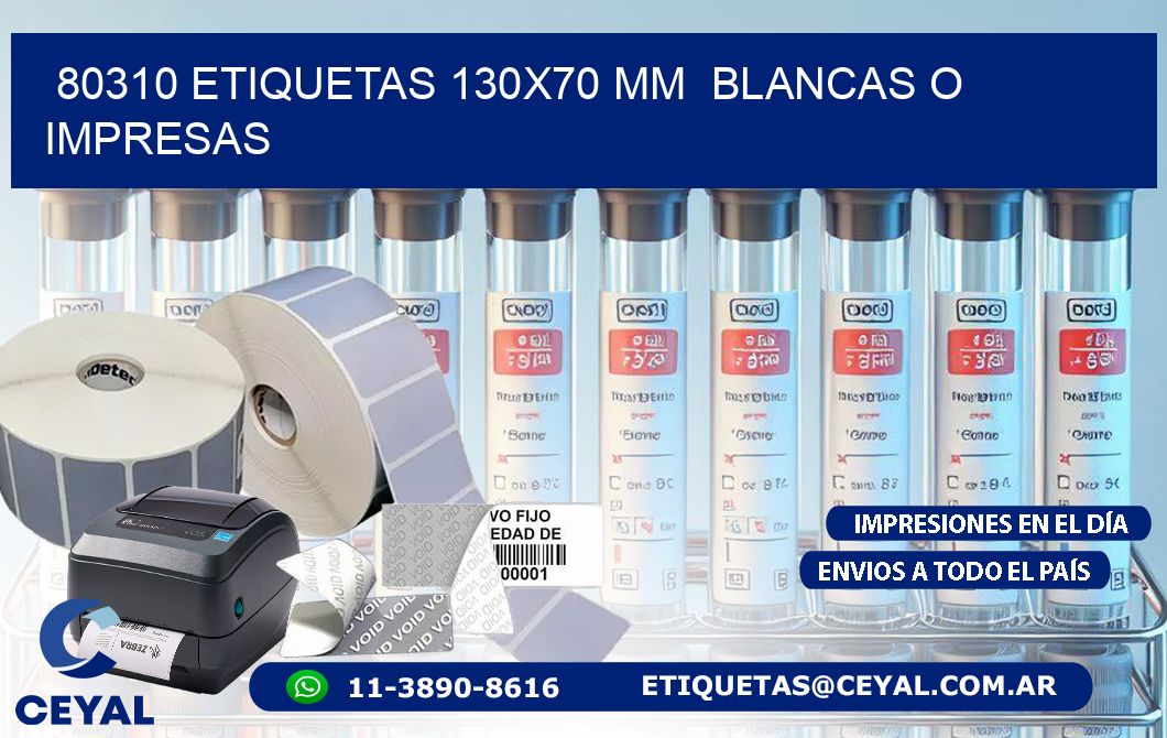 80310 ETIQUETAS 130x70 mm  BLANCAS O IMPRESAS