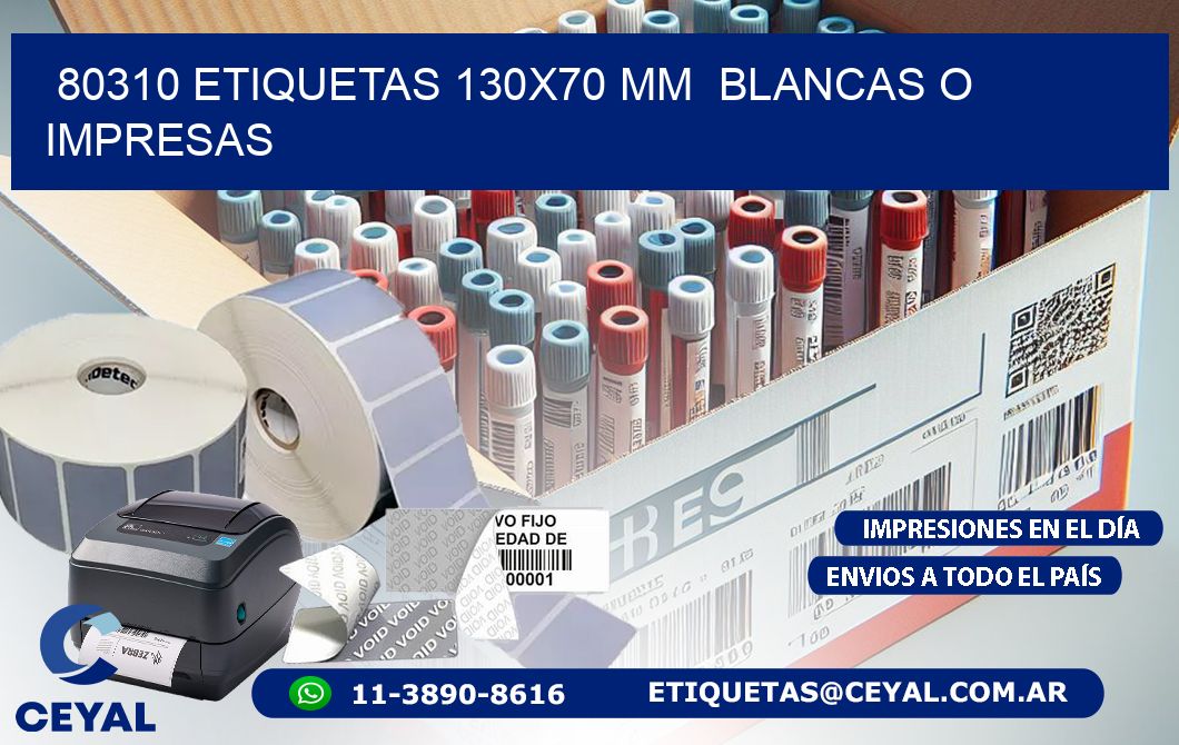 80310 ETIQUETAS 130x70 mm  BLANCAS O IMPRESAS