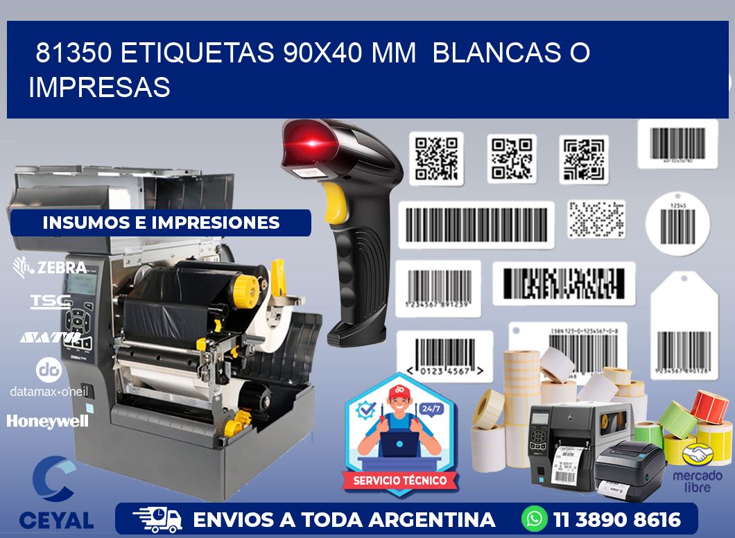 81350 ETIQUETAS 90x40 mm  BLANCAS O IMPRESAS