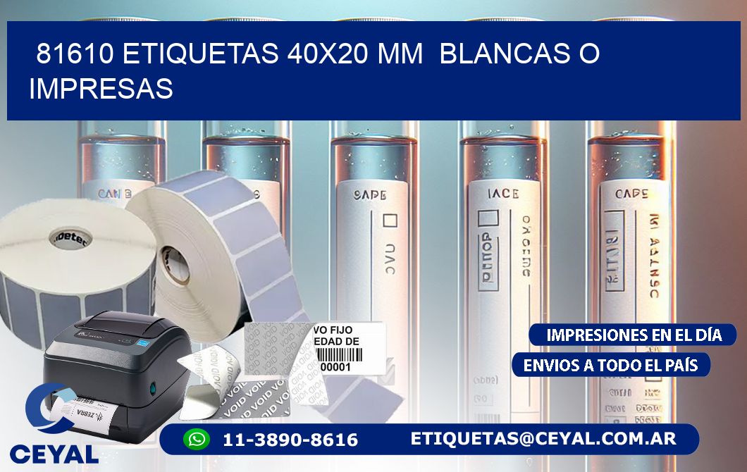 81610 ETIQUETAS 40x20 mm  BLANCAS O IMPRESAS