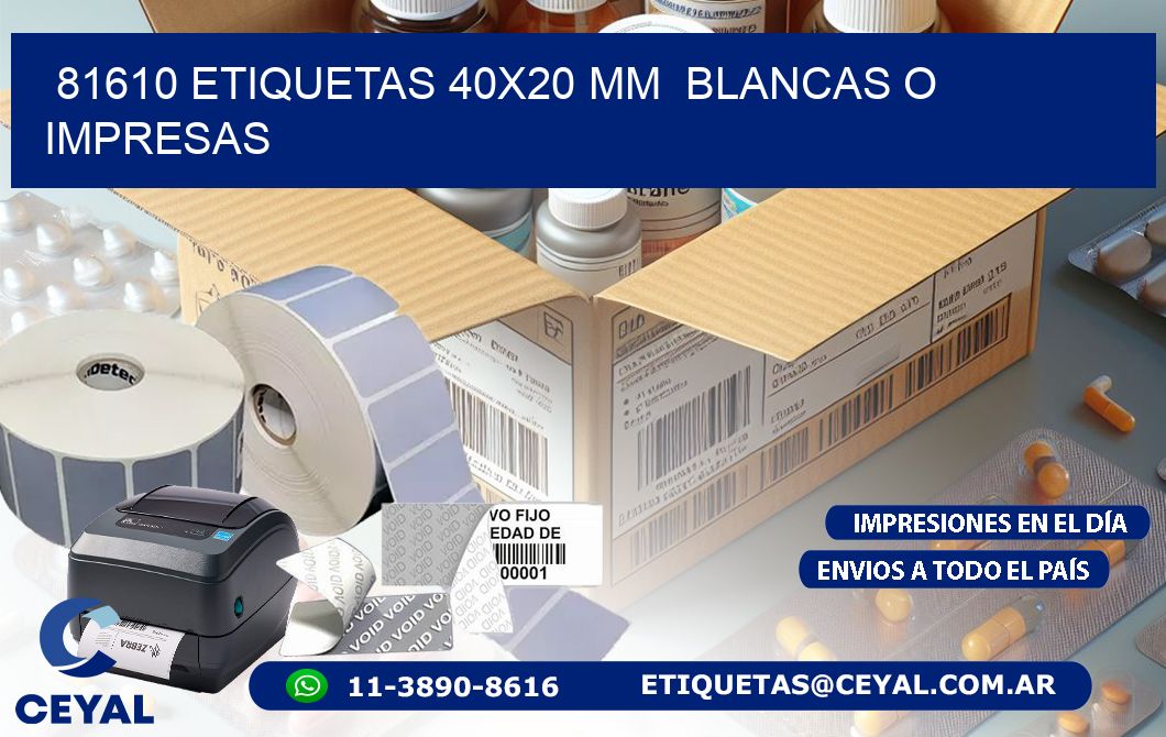 81610 ETIQUETAS 40x20 mm  BLANCAS O IMPRESAS