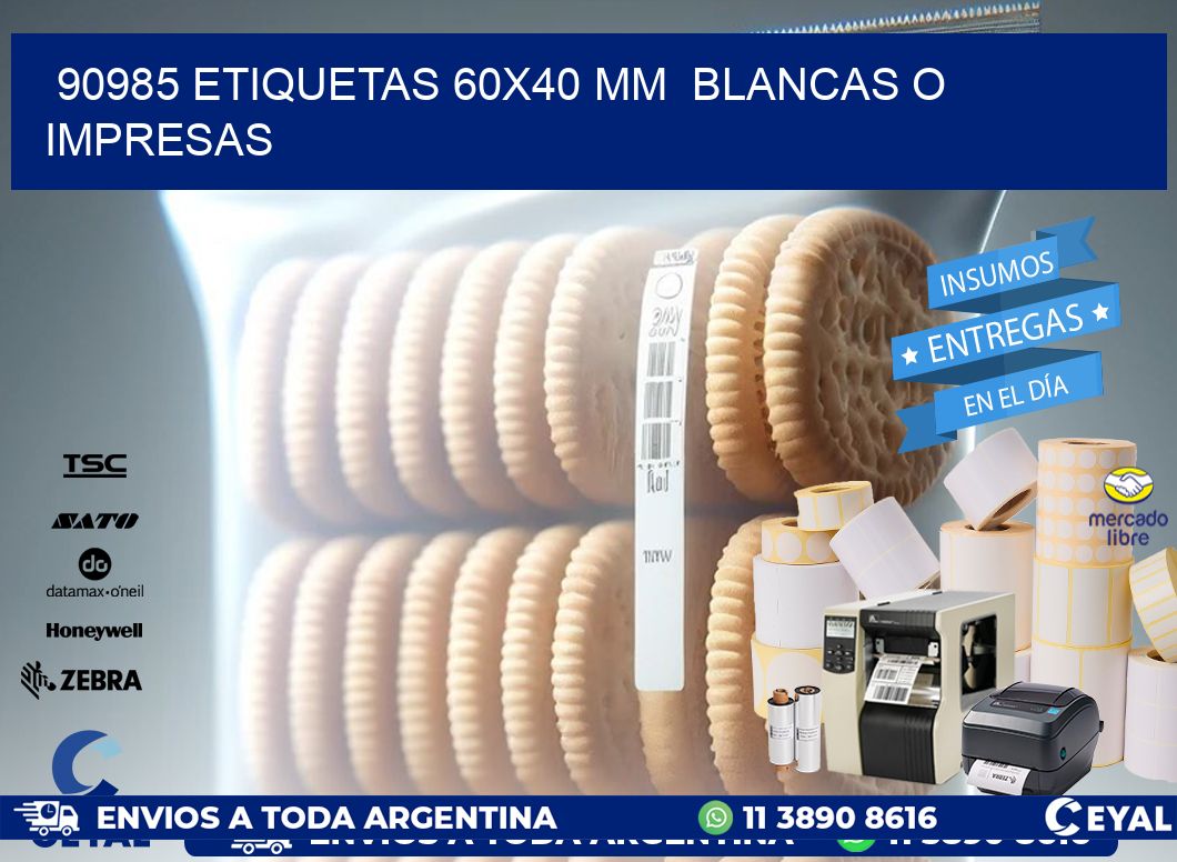 90985 ETIQUETAS 60x40 mm  BLANCAS O IMPRESAS