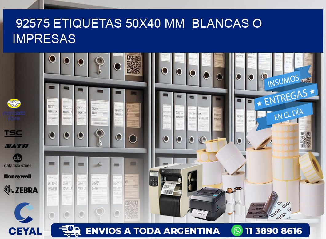 92575 ETIQUETAS 50x40 mm  BLANCAS O IMPRESAS