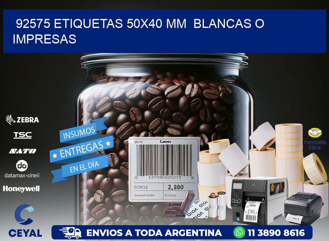 92575 ETIQUETAS 50x40 mm  BLANCAS O IMPRESAS