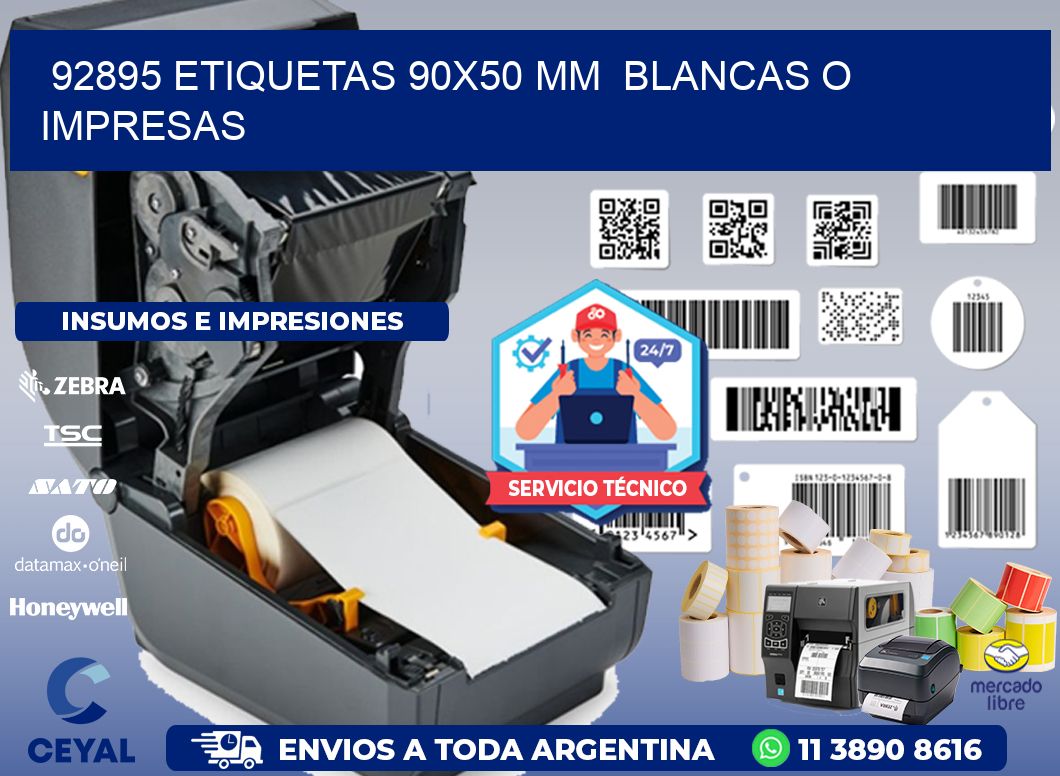 92895 ETIQUETAS 90x50 mm  BLANCAS O IMPRESAS