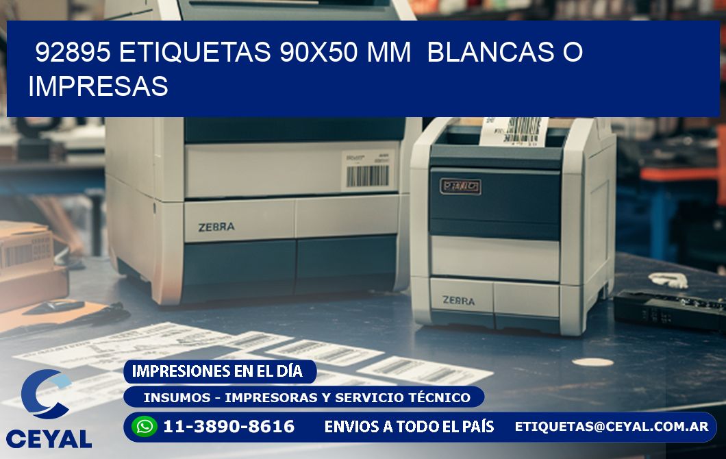 92895 ETIQUETAS 90x50 mm  BLANCAS O IMPRESAS