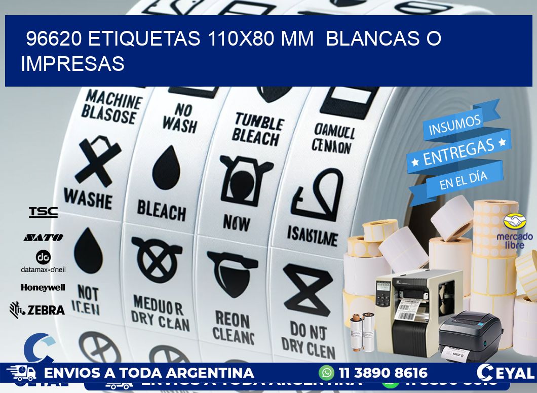 96620 ETIQUETAS 110x80 mm  BLANCAS O IMPRESAS