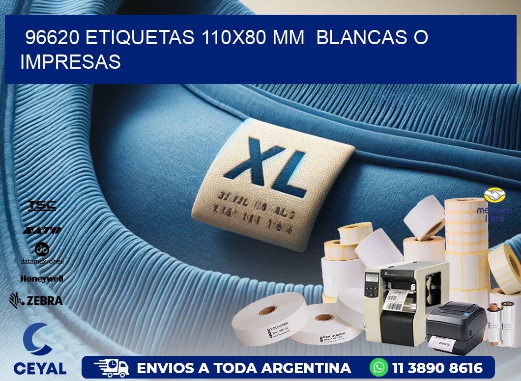 96620 ETIQUETAS 110x80 mm  BLANCAS O IMPRESAS