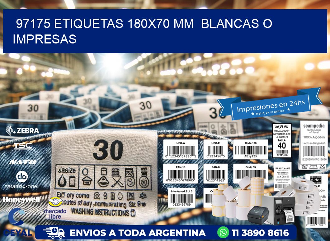 97175 ETIQUETAS 180x70 mm  BLANCAS O IMPRESAS