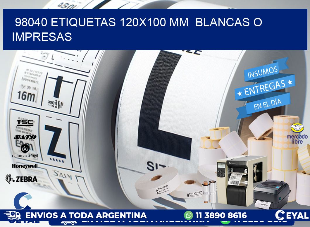 98040 ETIQUETAS 120x100 mm  BLANCAS O IMPRESAS