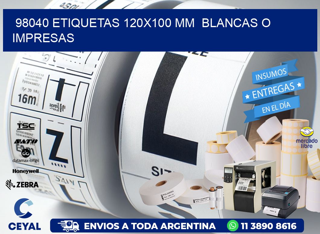 98040 ETIQUETAS 120x100 mm  BLANCAS O IMPRESAS