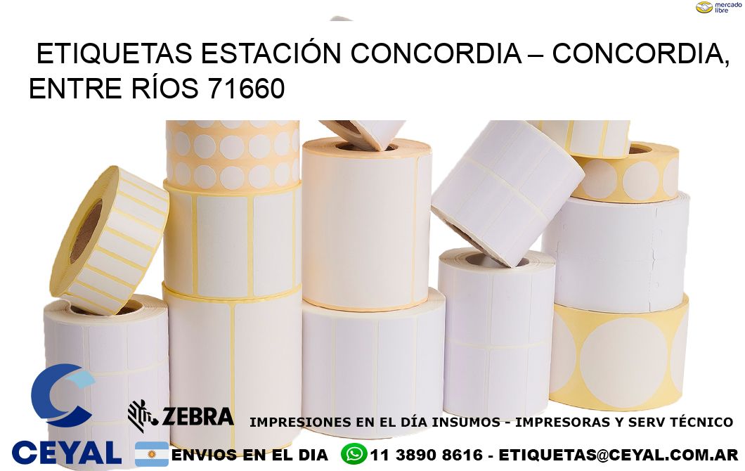 ETIQUETAS ESTACIÓN CONCORDIA – CONCORDIA, ENTRE RÍOS 71660
