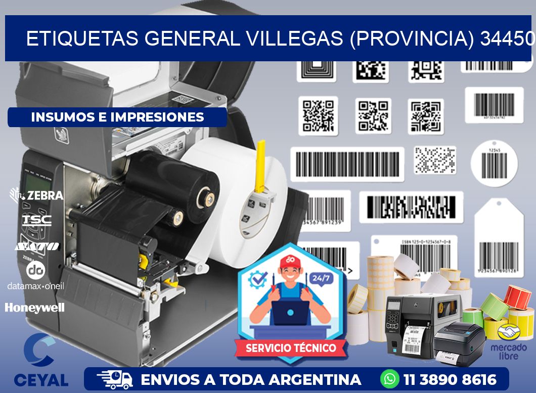 ETIQUETAS GENERAL VILLEGAS (PROVINCIA) 34450