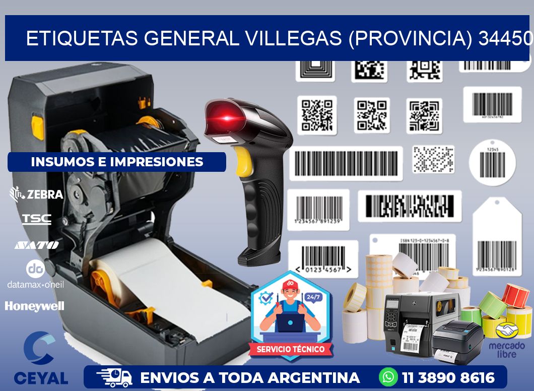 ETIQUETAS GENERAL VILLEGAS (PROVINCIA) 34450