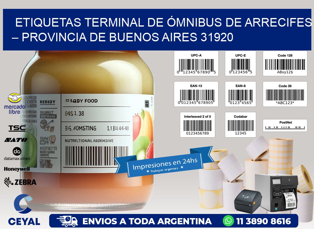 ETIQUETAS TERMINAL DE ÓMNIBUS DE ARRECIFES – PROVINCIA DE BUENOS AIRES 31920