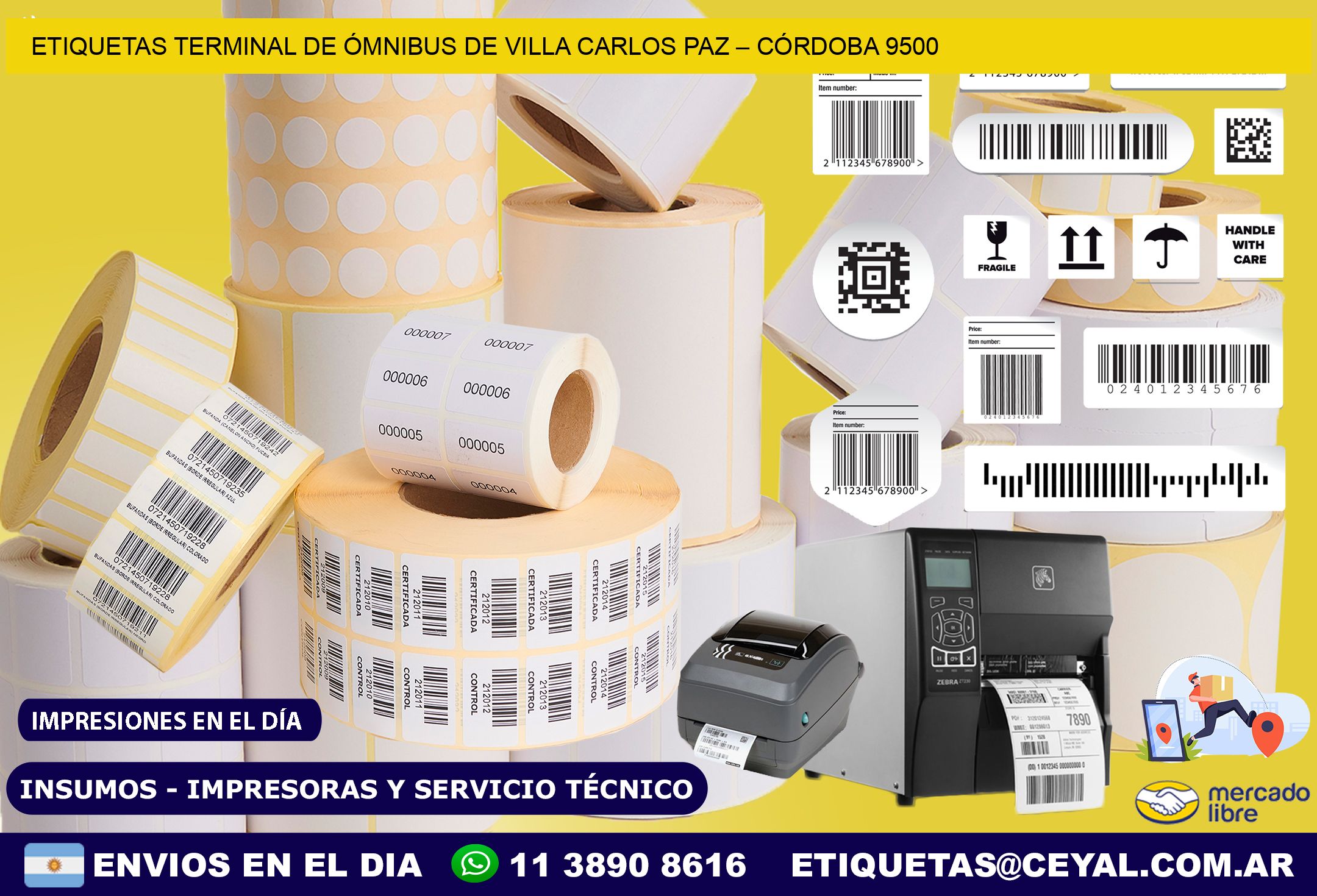ETIQUETAS TERMINAL DE ÓMNIBUS DE VILLA CARLOS PAZ – CÓRDOBA 9500
