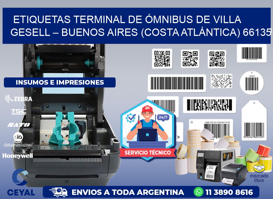 ETIQUETAS TERMINAL DE ÓMNIBUS DE VILLA GESELL – BUENOS AIRES (COSTA ATLÁNTICA) 66135