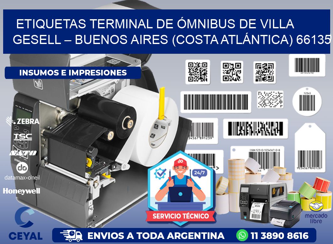 ETIQUETAS TERMINAL DE ÓMNIBUS DE VILLA GESELL – BUENOS AIRES (COSTA ATLÁNTICA) 66135
