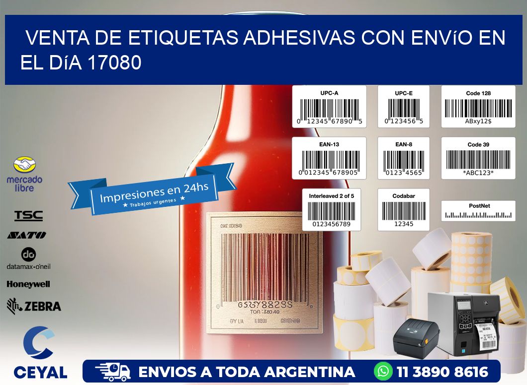 Venta de Etiquetas Adhesivas con Envío en el Día 17080