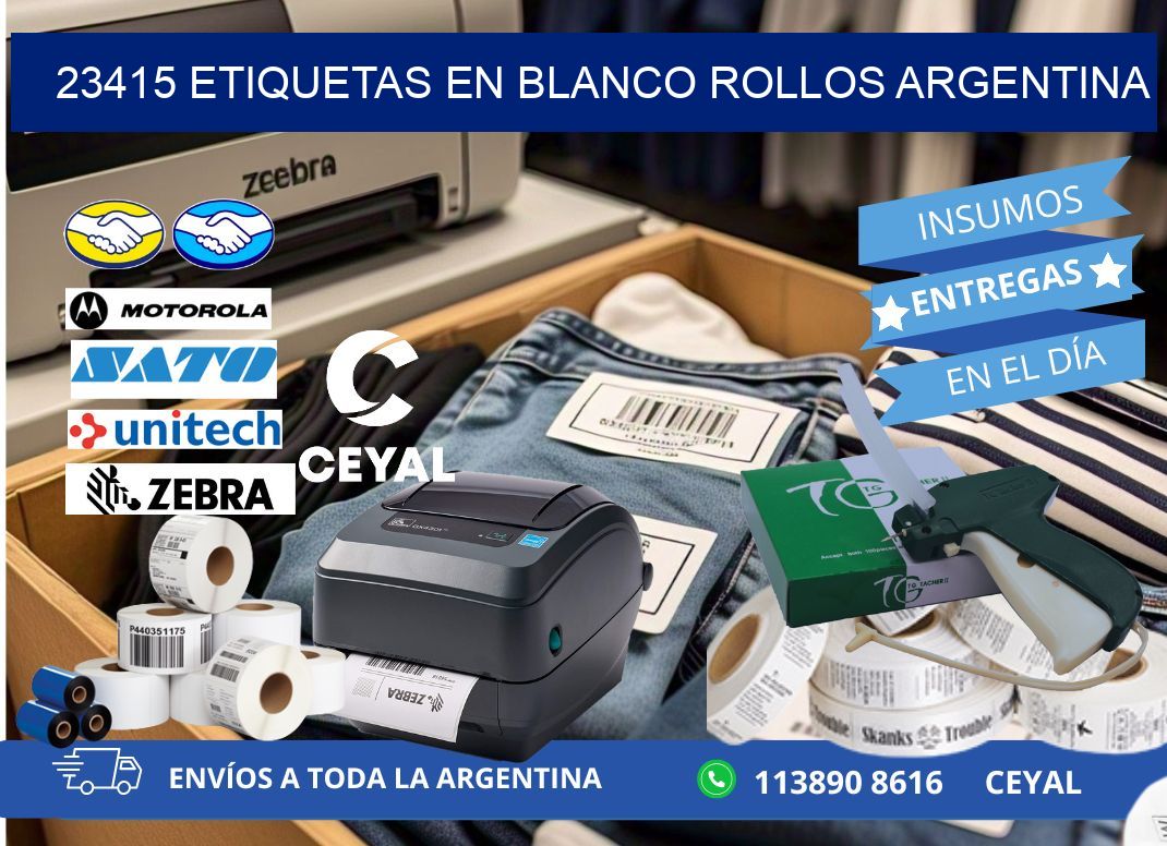23415 ETIQUETAS EN BLANCO ROLLOS ARGENTINA